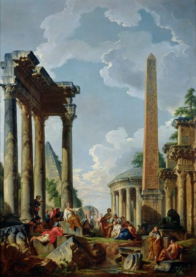 Capriccio Architettonico con un Predicatore nelle Rovine, c.1745 da Giovanni Paolo Pannini